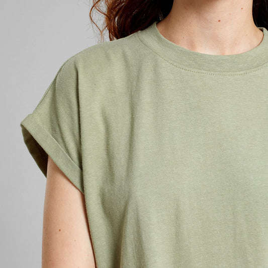 T-shirt Dress Eksta Hemp Tea Green | DEDICATED