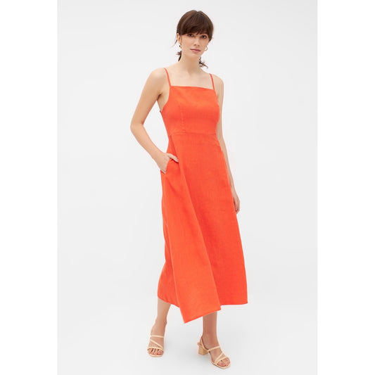 Kleid Giana Leinen Sunset Orange | Givn