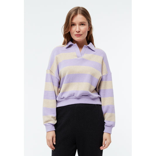 Sweater GBResa Light Beige / Light Amethyst Stripes | Givn
