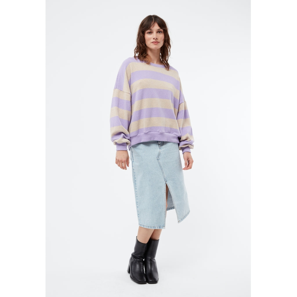 Sweater GBAda Light Beige / Light Amethyst Stripes | Givn