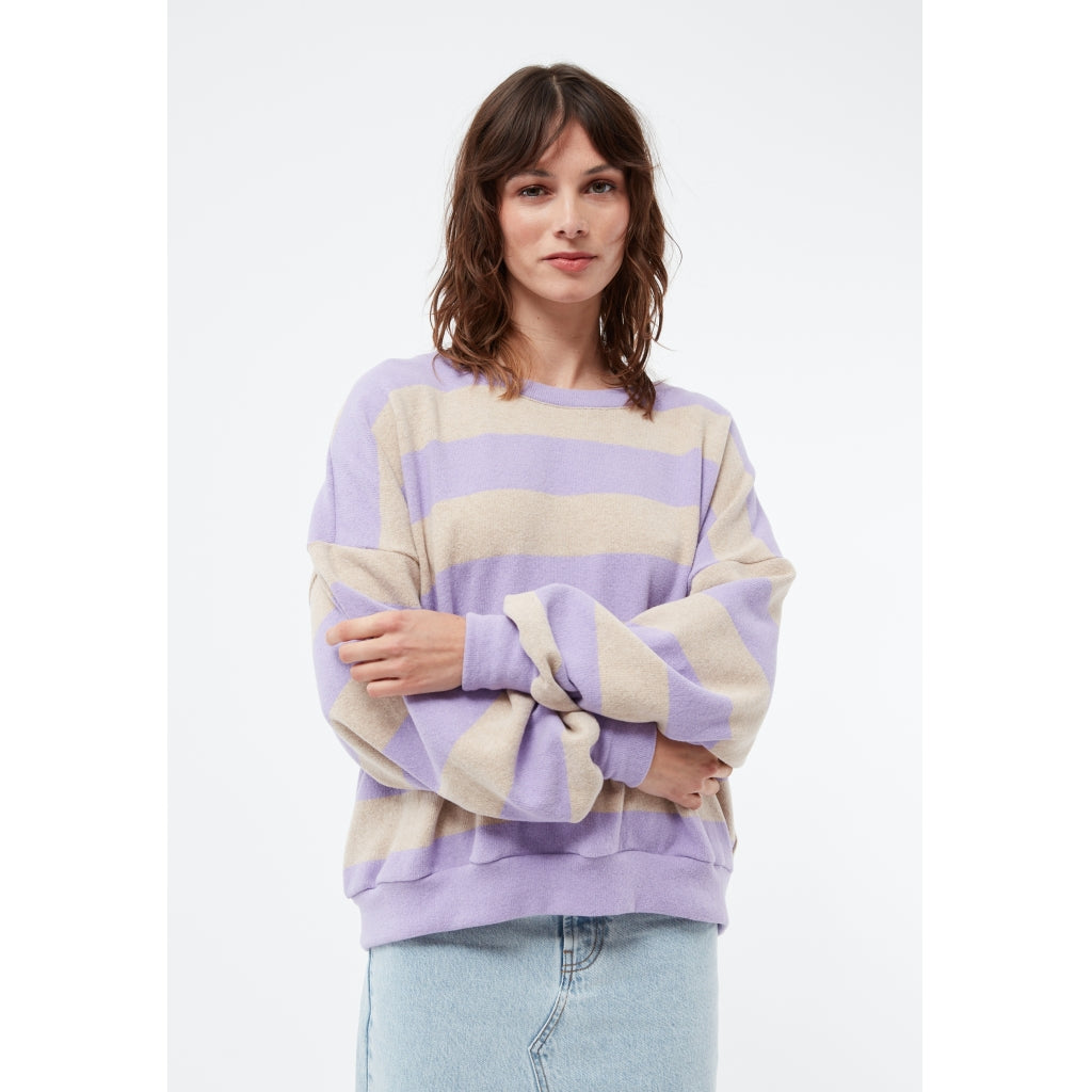 Sweater GBAda Light Beige / Light Amethyst Stripes | Givn