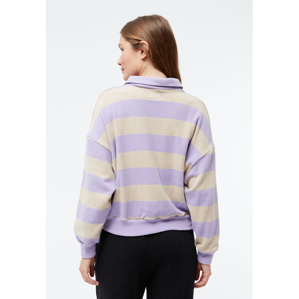 Sweater GBResa Light Beige / Light Amethyst Stripes | Givn
