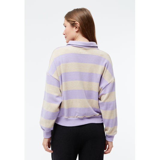 Sweater GBResa Light Beige / Light Amethyst Stripes | Givn
