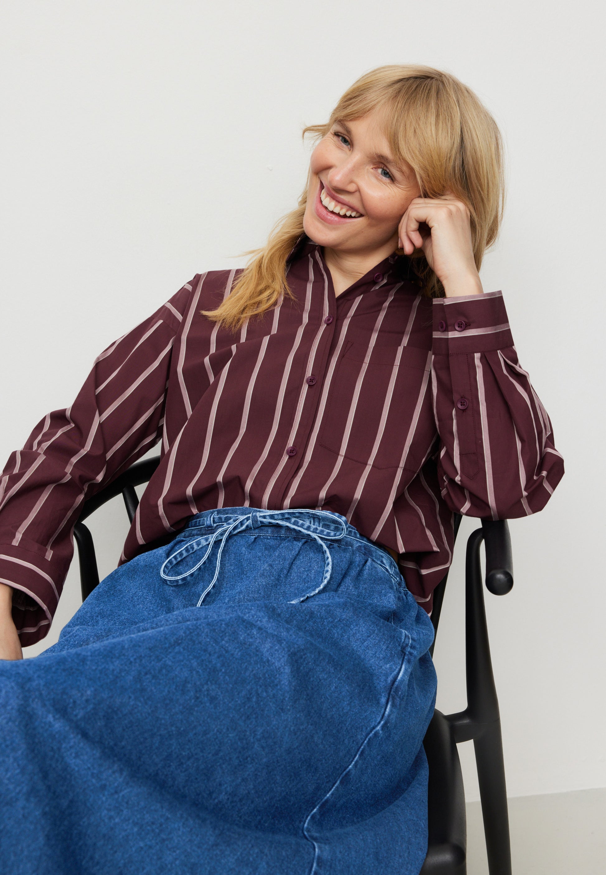 Bluse FORSYTHIA STRIPES  dark plum  | recolution