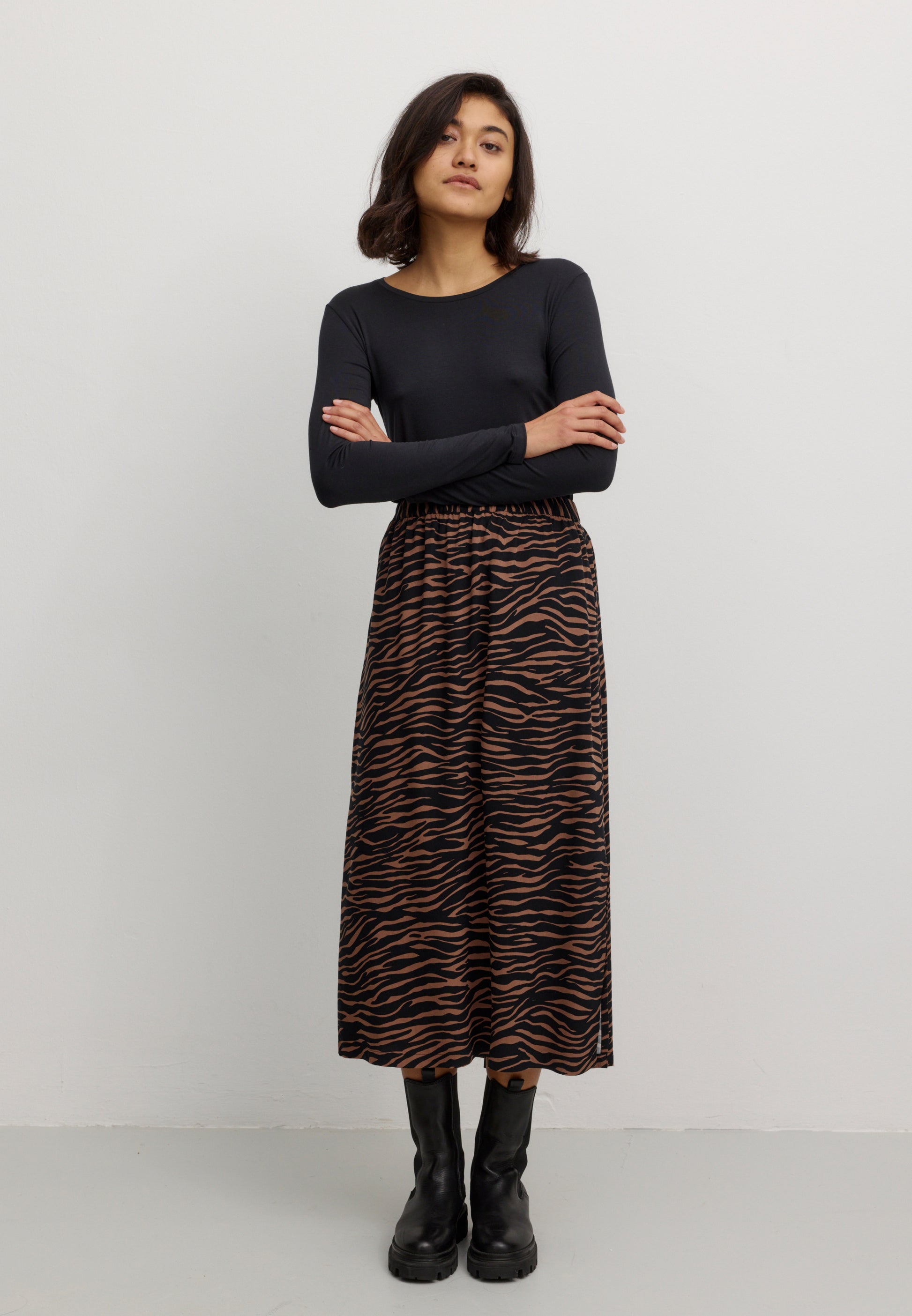 Skirt HOLLY ZEBRA cognac brown | recolution