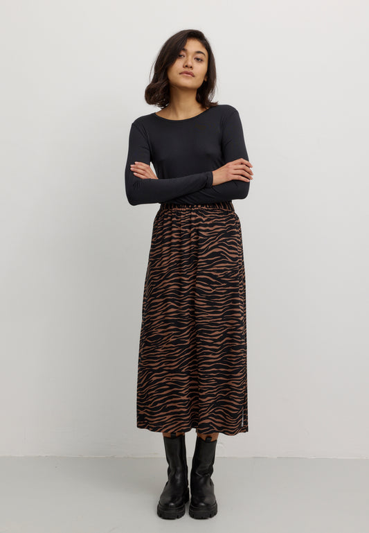 Skirt HOLLY ZEBRA cognac brown | recolution