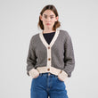 Cardigan Kanan Bubble Knit Black/Vanilla White | DEDICATED