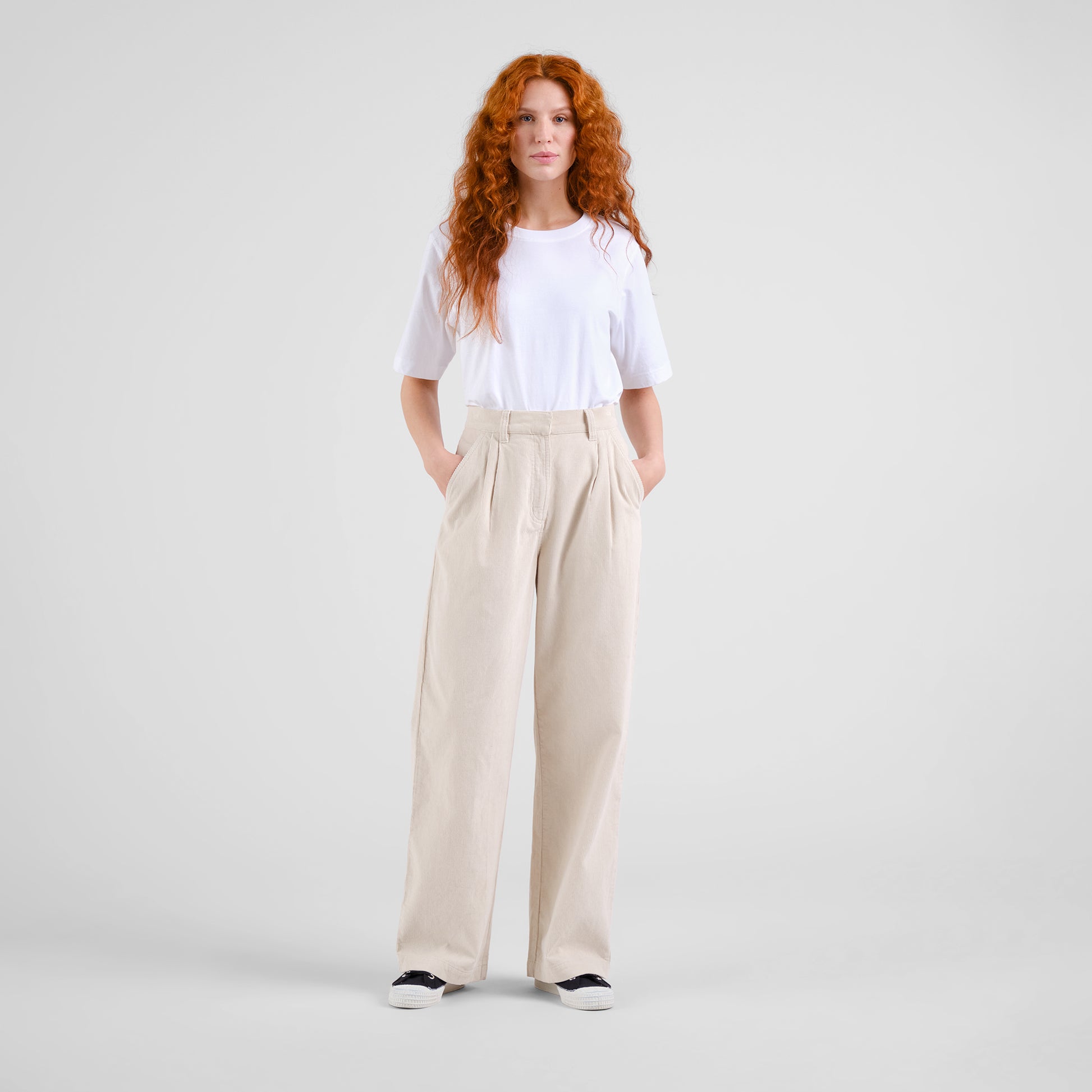 Pants Vickleby Corduroy Oat White | DEDICATED