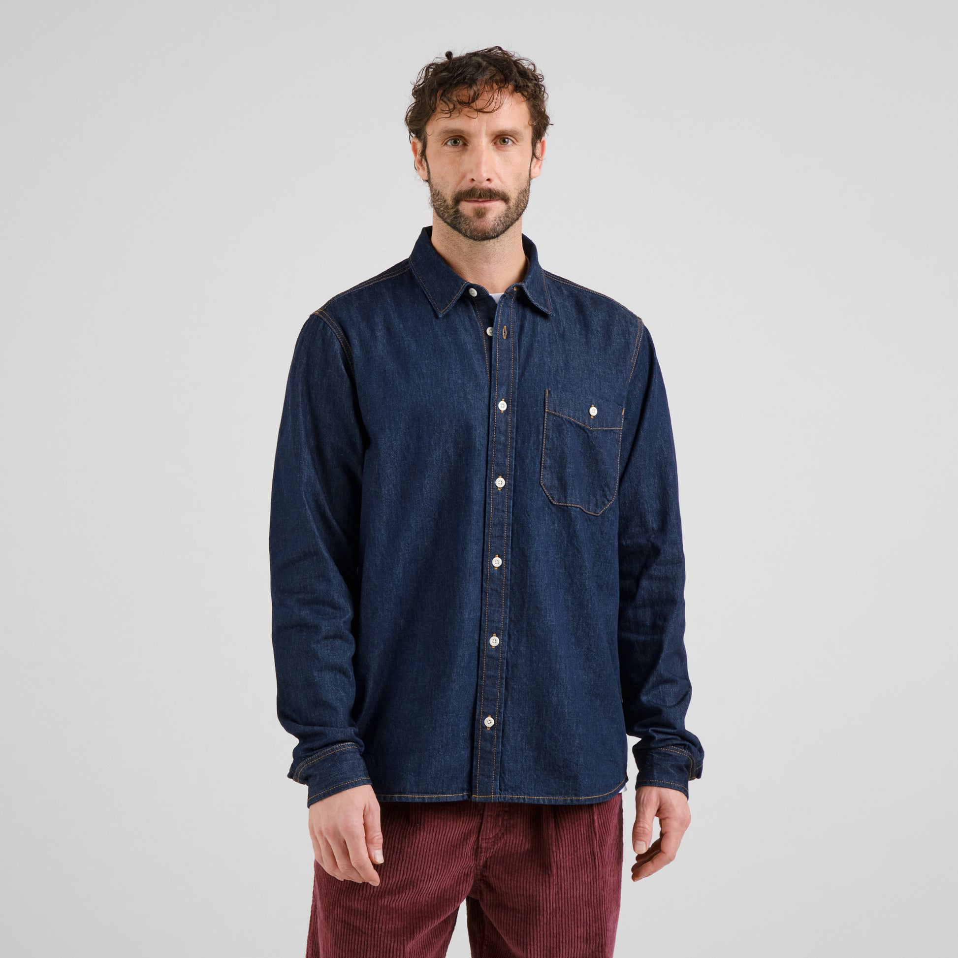 Shirt Lunnevik Denim Dark Blue | DEDICATED