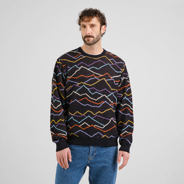 Sweater Mora Line Mountain AOP Black | DEDICATED