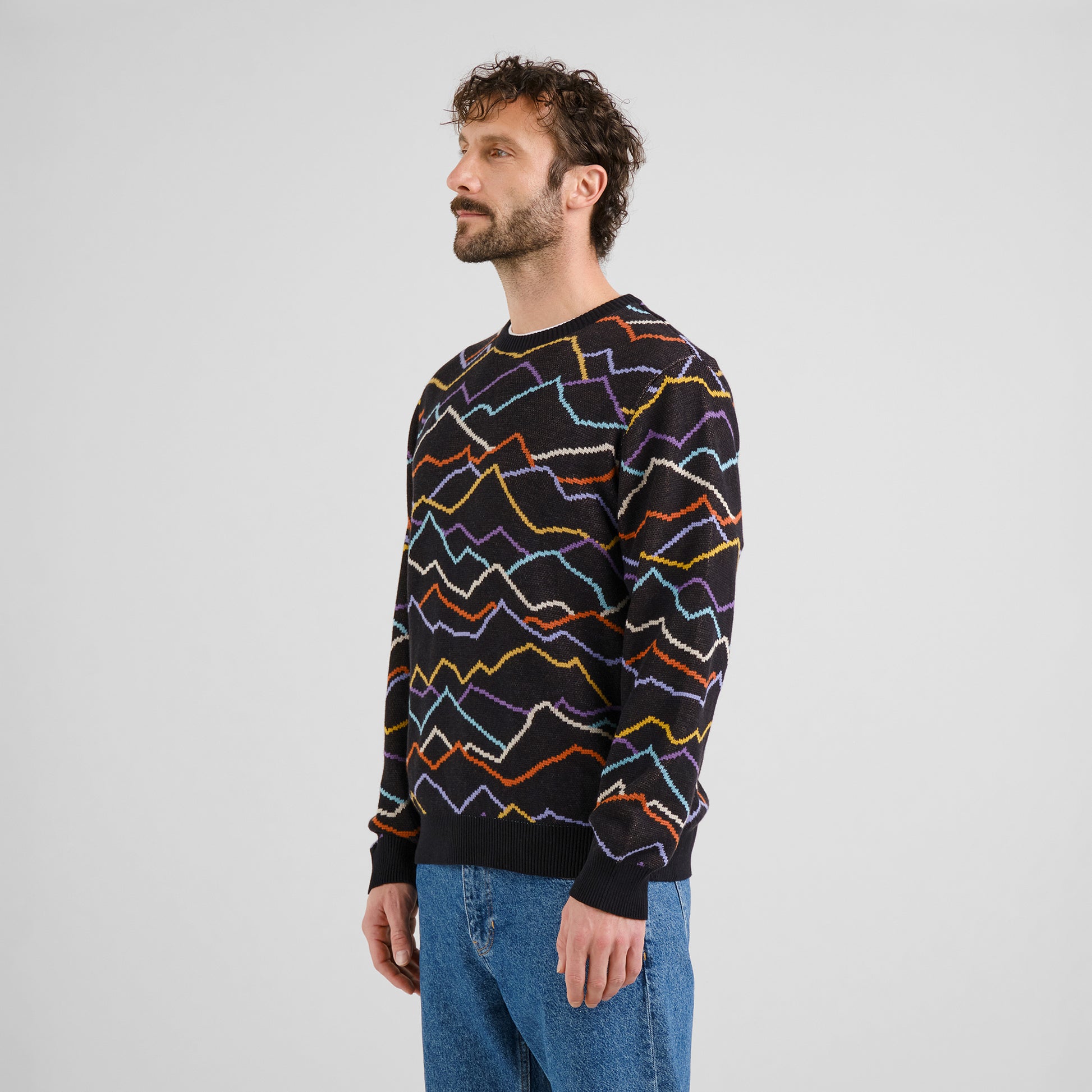 Sweater Mora Line Mountain AOP Black | DEDICATED