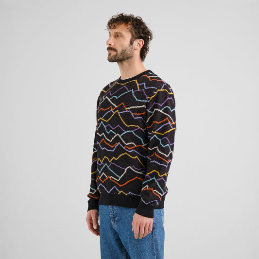 Sweater Mora Line Mountain AOP Black | DEDICATED