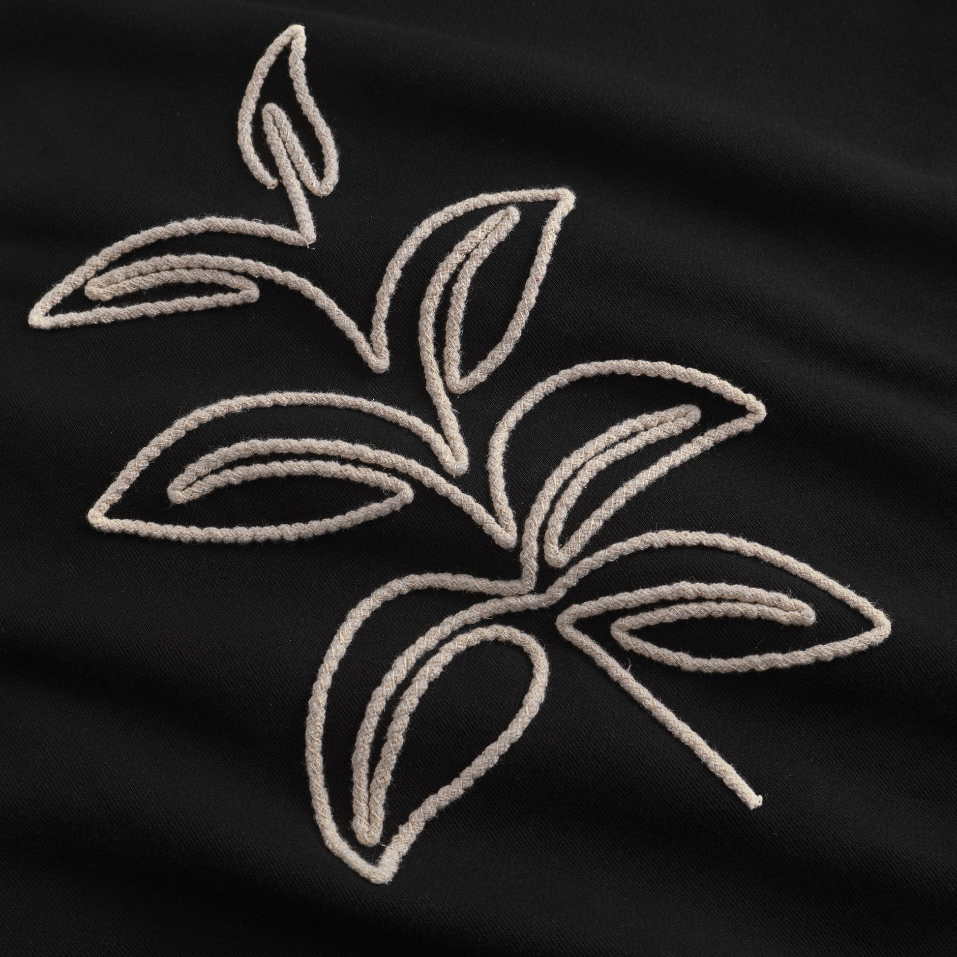 Sweatshirt Ystad Line Art Leaves Black | DEDICATED