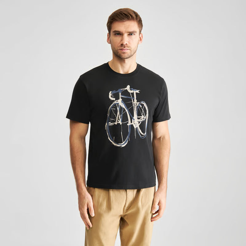 T-shirt Stockholm Blue Strokes Bike Black | DEDICATED