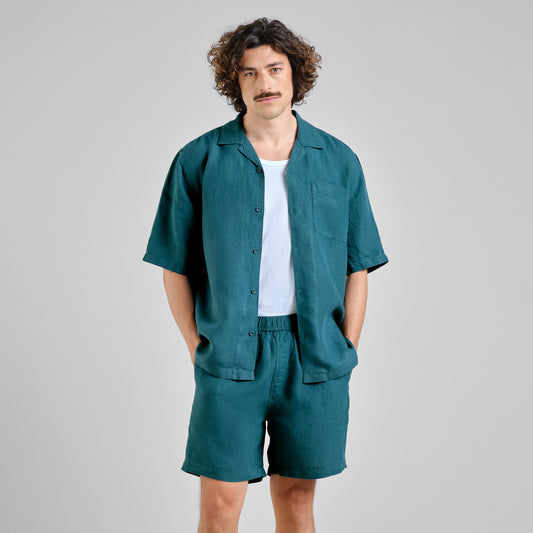 Shorts Sibbarp Linen Mediterranea Green | DEDICATED
