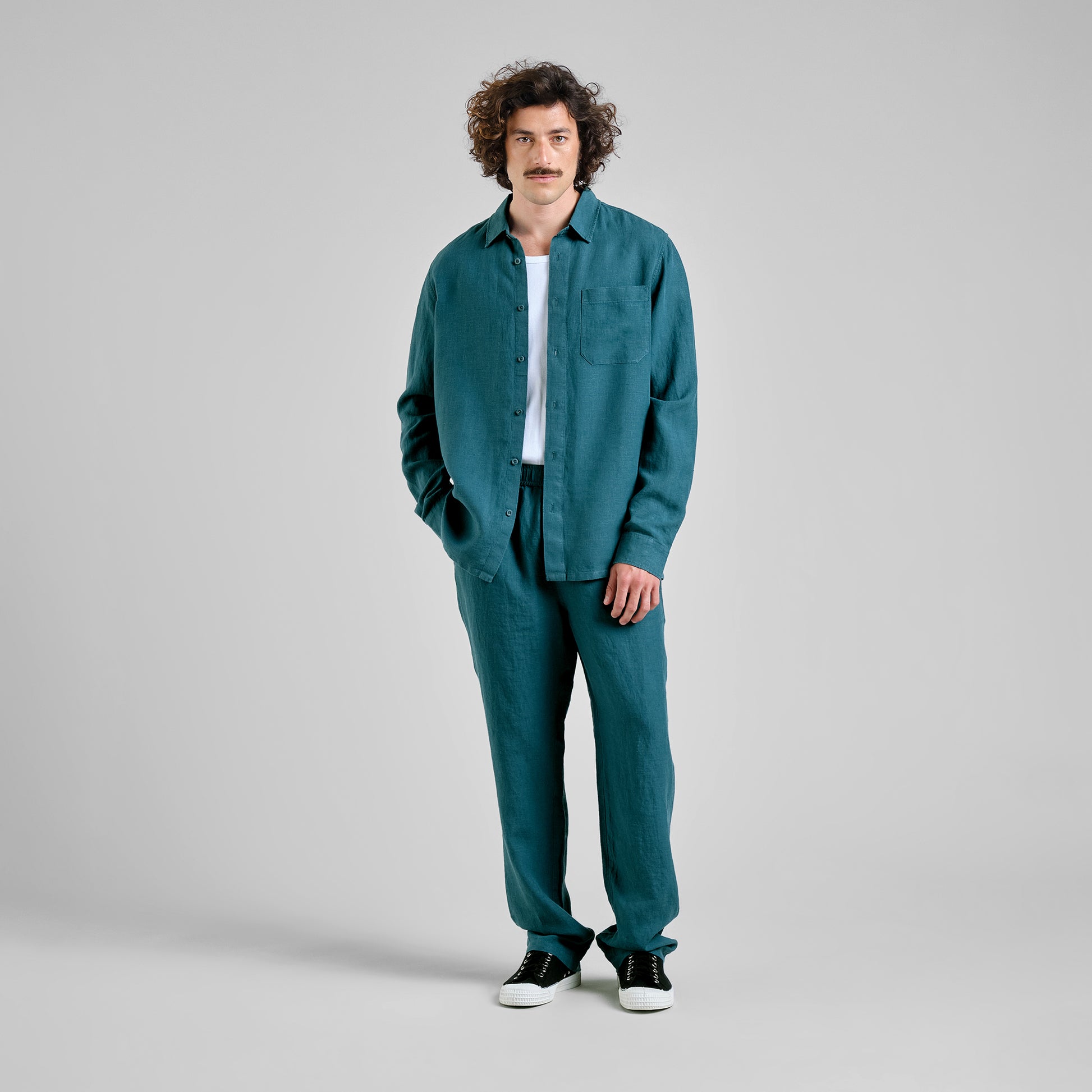 Pants Borrby Linen Mediterranea Green | DEDICATED