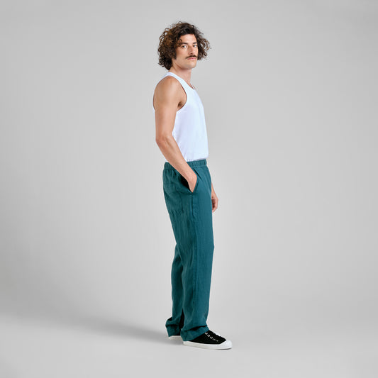 Pants Borrby Linen Mediterranea Green | DEDICATED