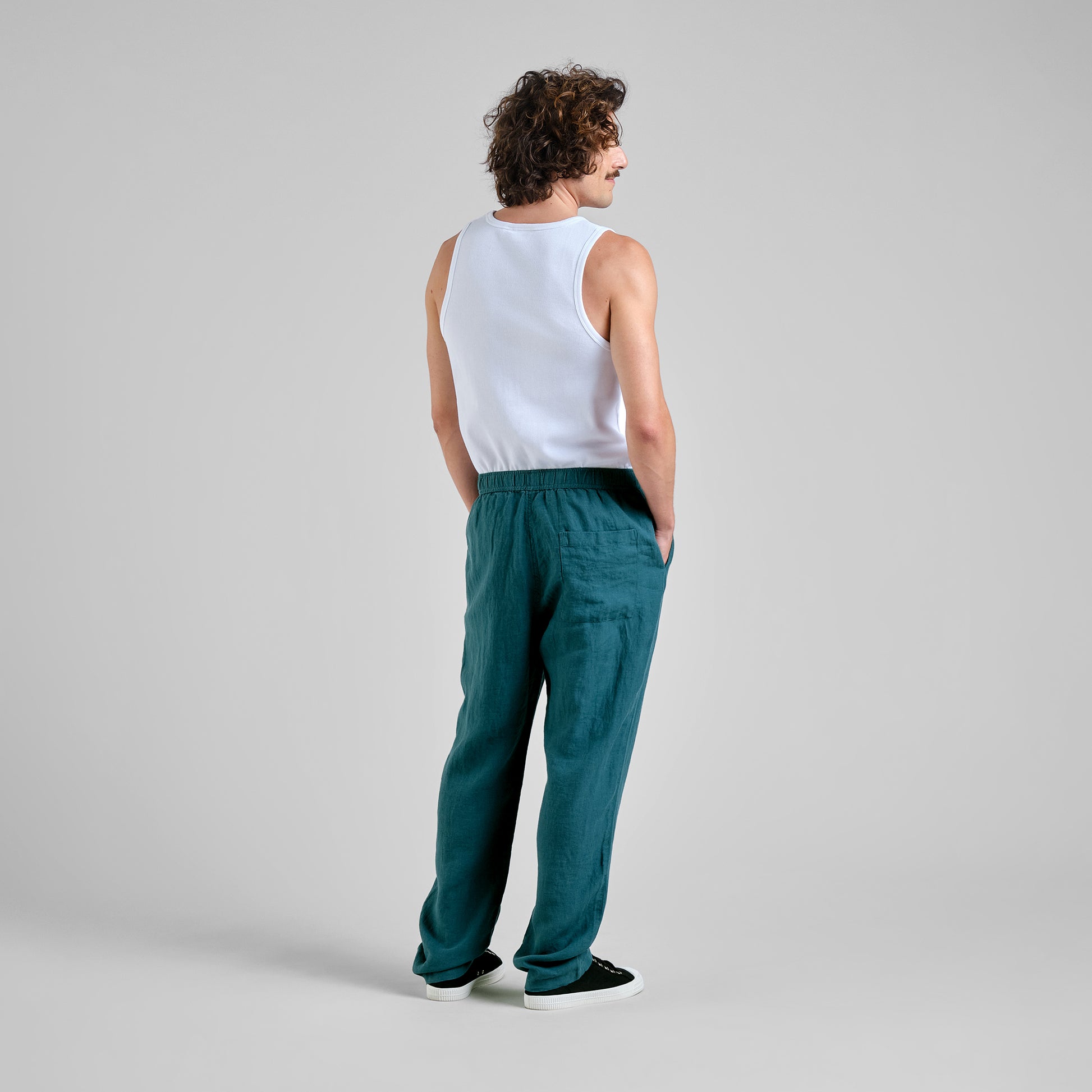 Pants Borrby Linen Mediterranea Green | DEDICATED