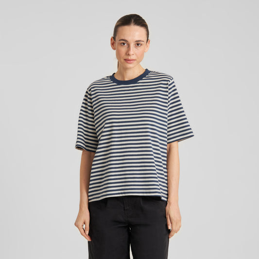 T-shirt Vadstena Stripes Insignia Blue | DEDICATED