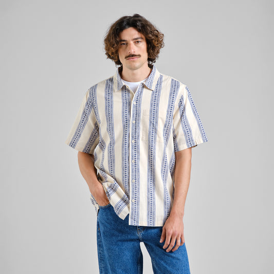 Hemd Brantevik Floral Stripe Blue | DEDICATED