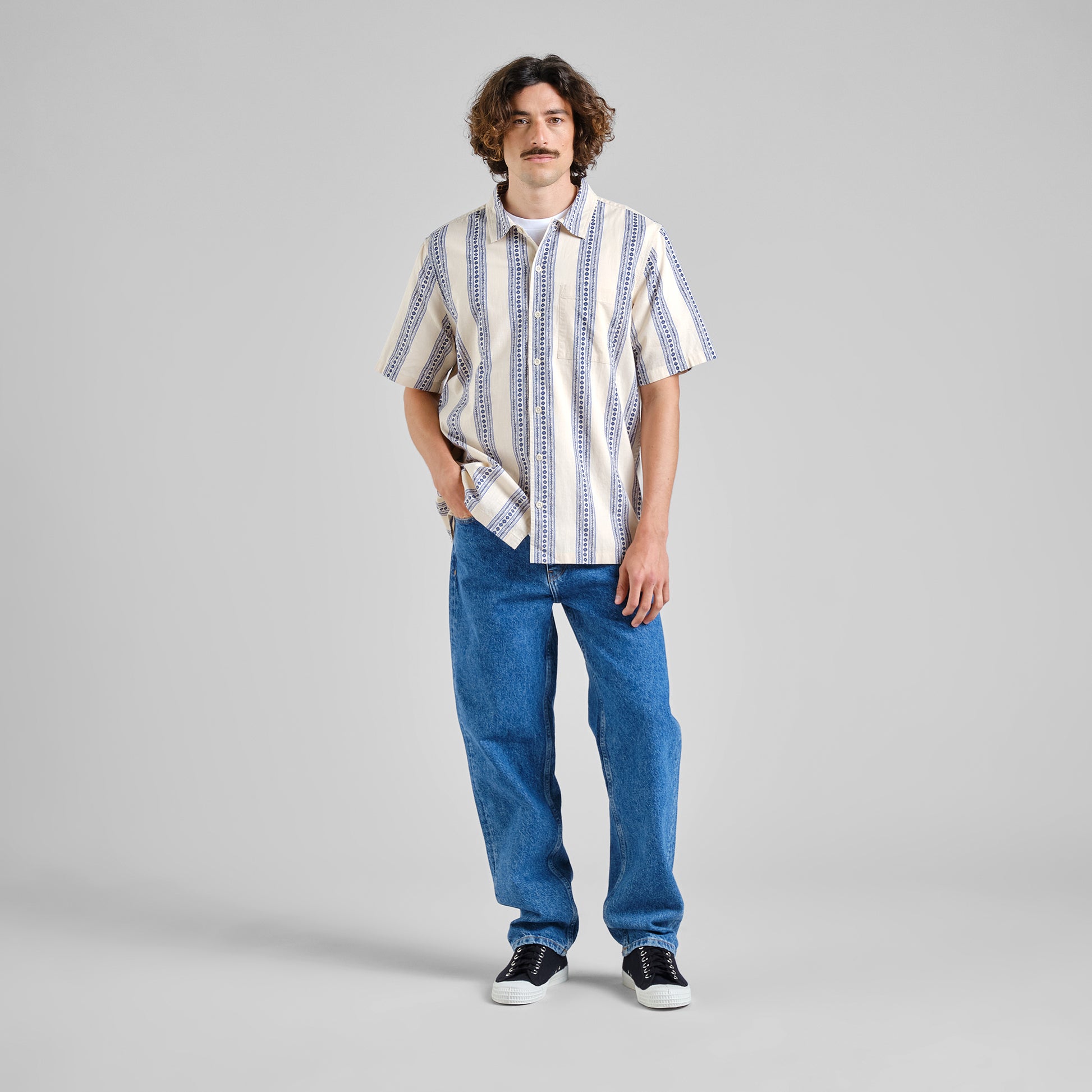 Hemd Brantevik Floral Stripe Blue | DEDICATED