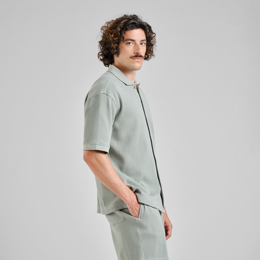 Hemd Falkvik Waffle Iceberg Green | DEDICATED
