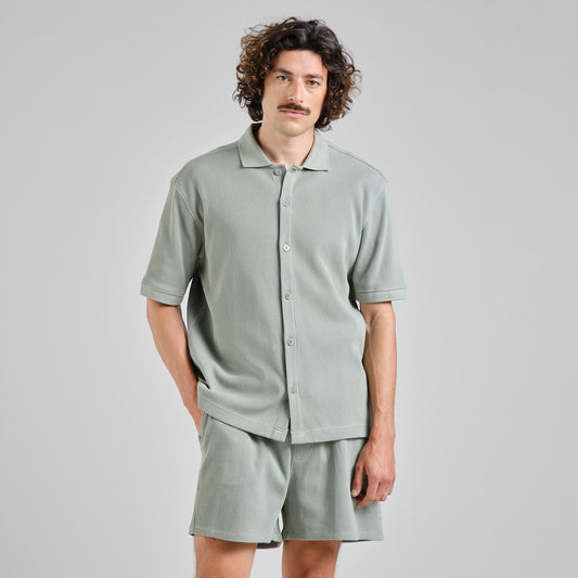 Hemd Falkvik Waffle Iceberg Green | DEDICATED