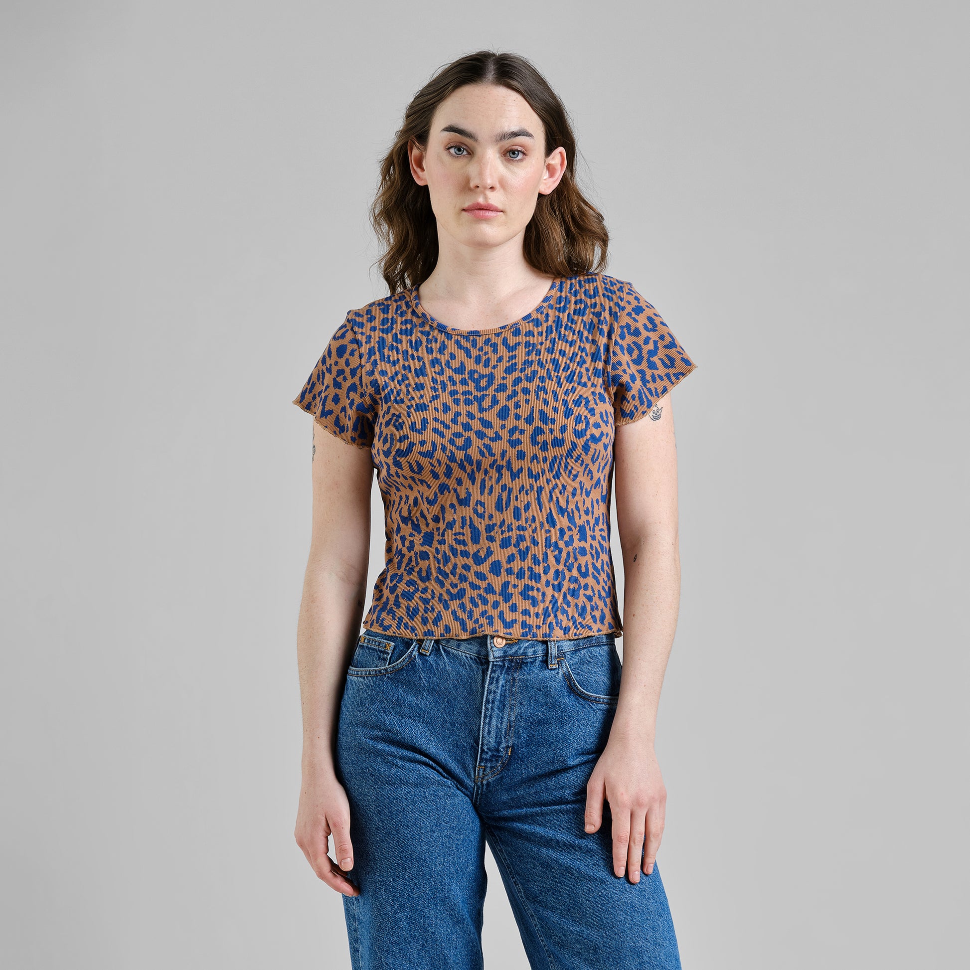 Rib Top Ven Leopard Light Brown | DEDICATED