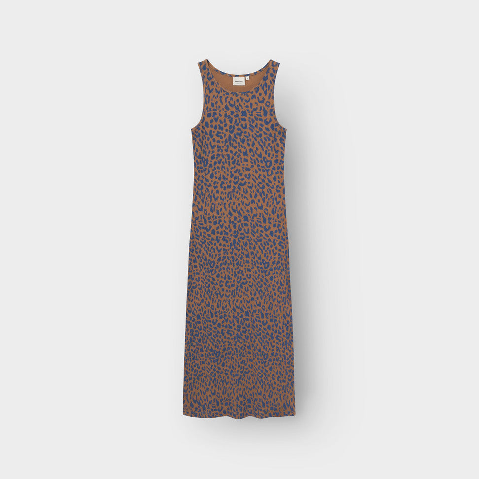 Rib Dress Motala Leopard Light Brown | DEDICATED