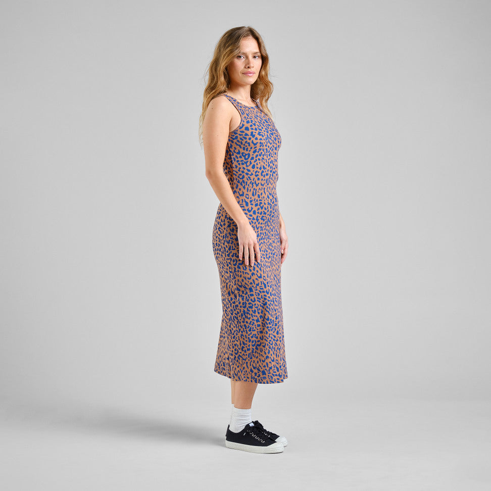 Rib Dress Motala Leopard Light Brown | DEDICATED