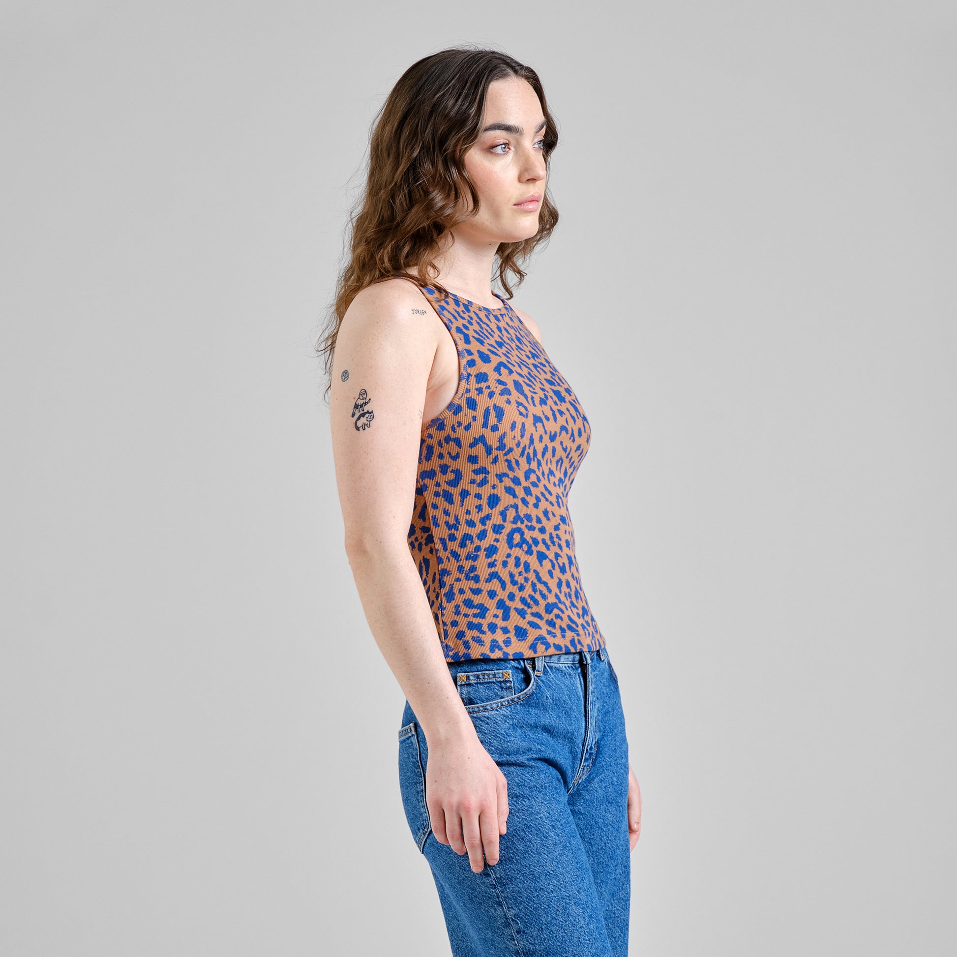 Rib Top Valdermarsvik Leopard Light Brown | DEDICATED