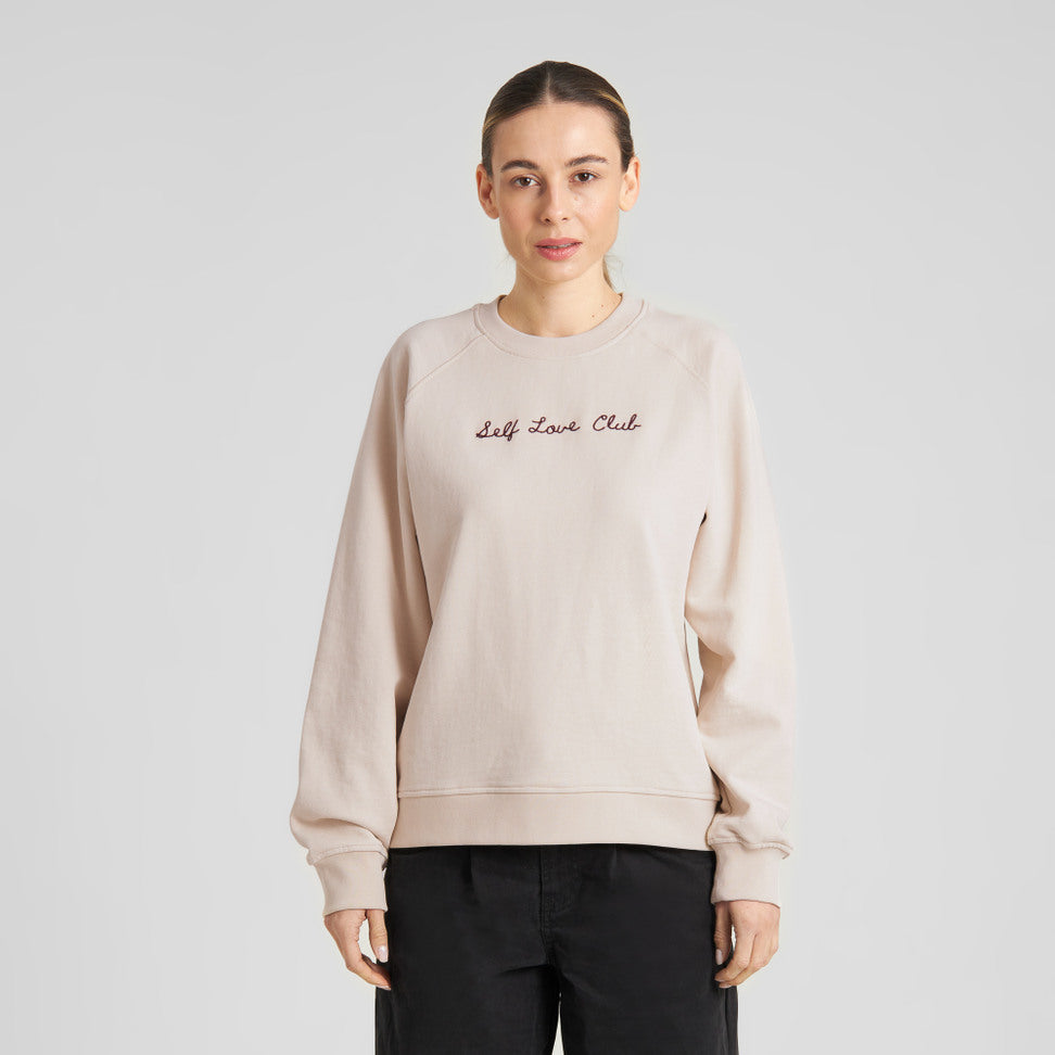 Sweatshirt Ystad Self Love Club EMB Oat White | DEDICATED