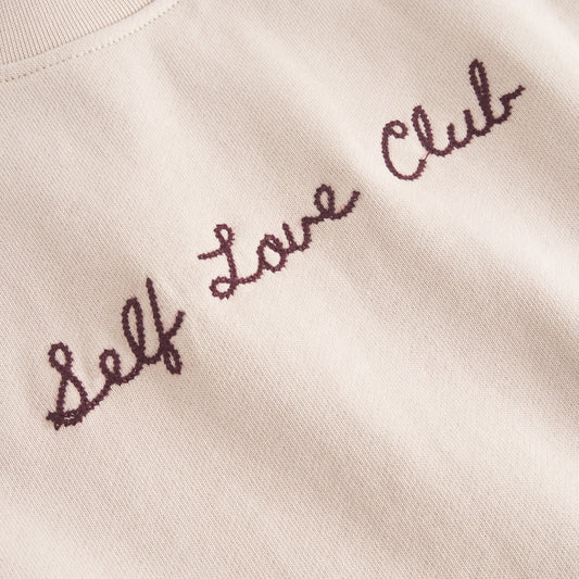 Sweatshirt Ystad Self Love Club EMB Oat White | DEDICATED