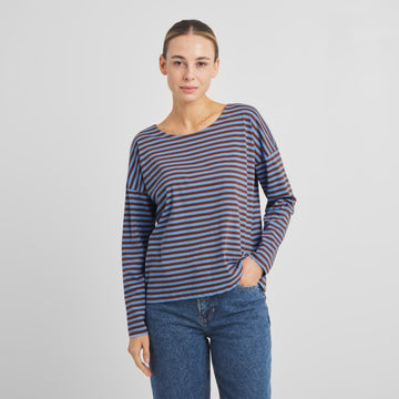Top Humledal Stripes Cappuccino Brown/Cornflower Blue | DEDICATED