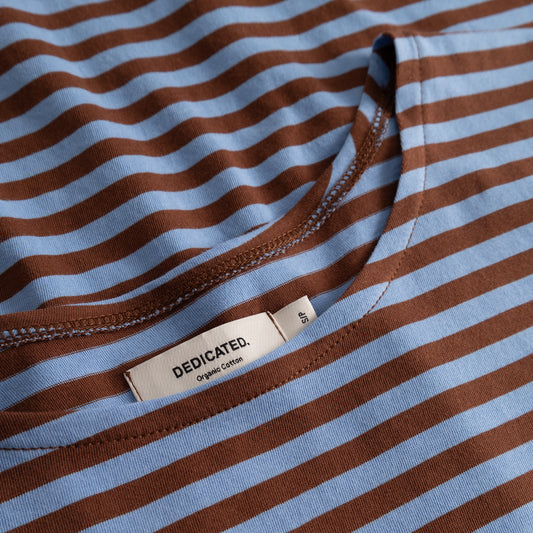 Top Humledal Stripes Cappuccino Brown/Cornflower Blue | DEDICATED