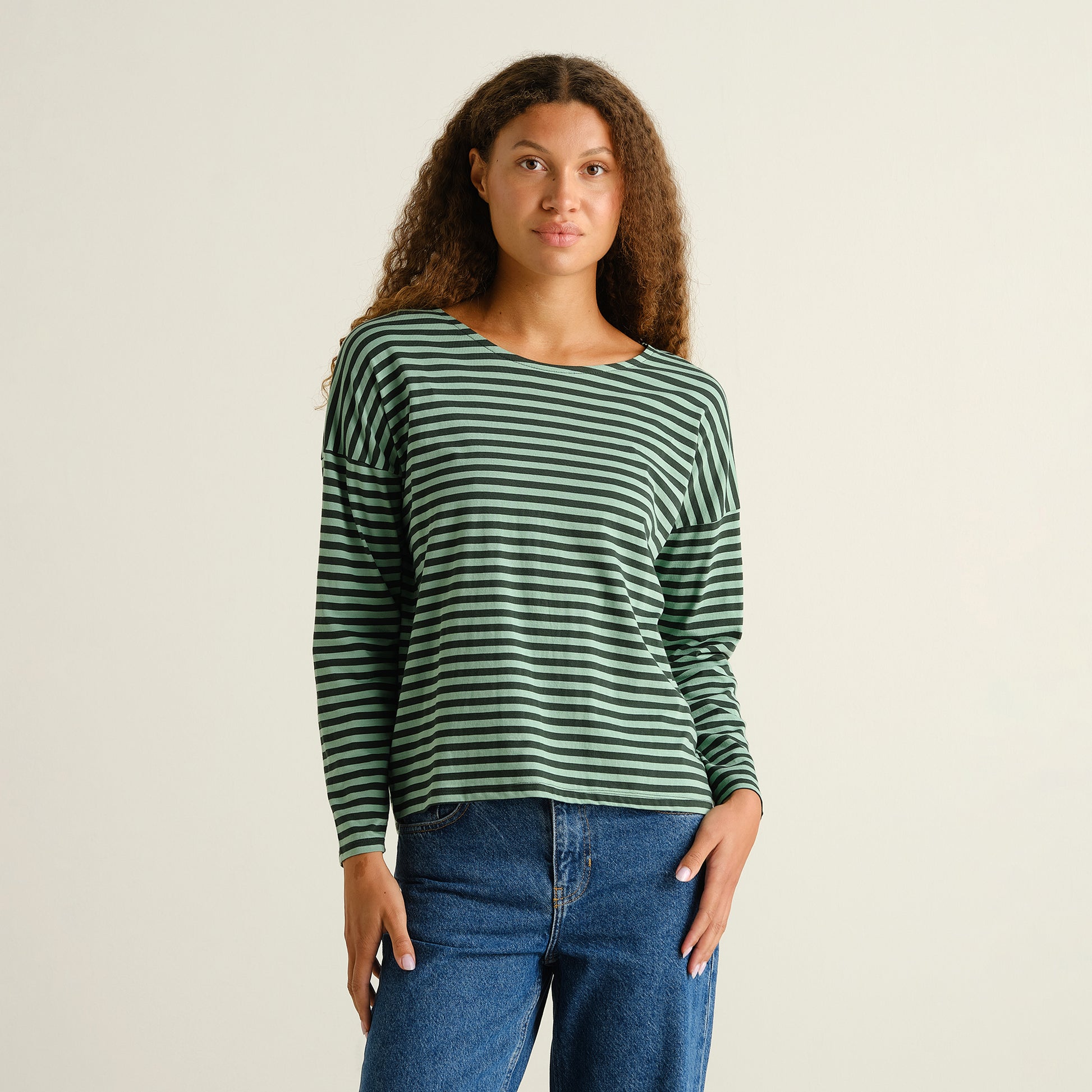 Top Humledal Stripes Dark Green/Granite Green | DEDICATED