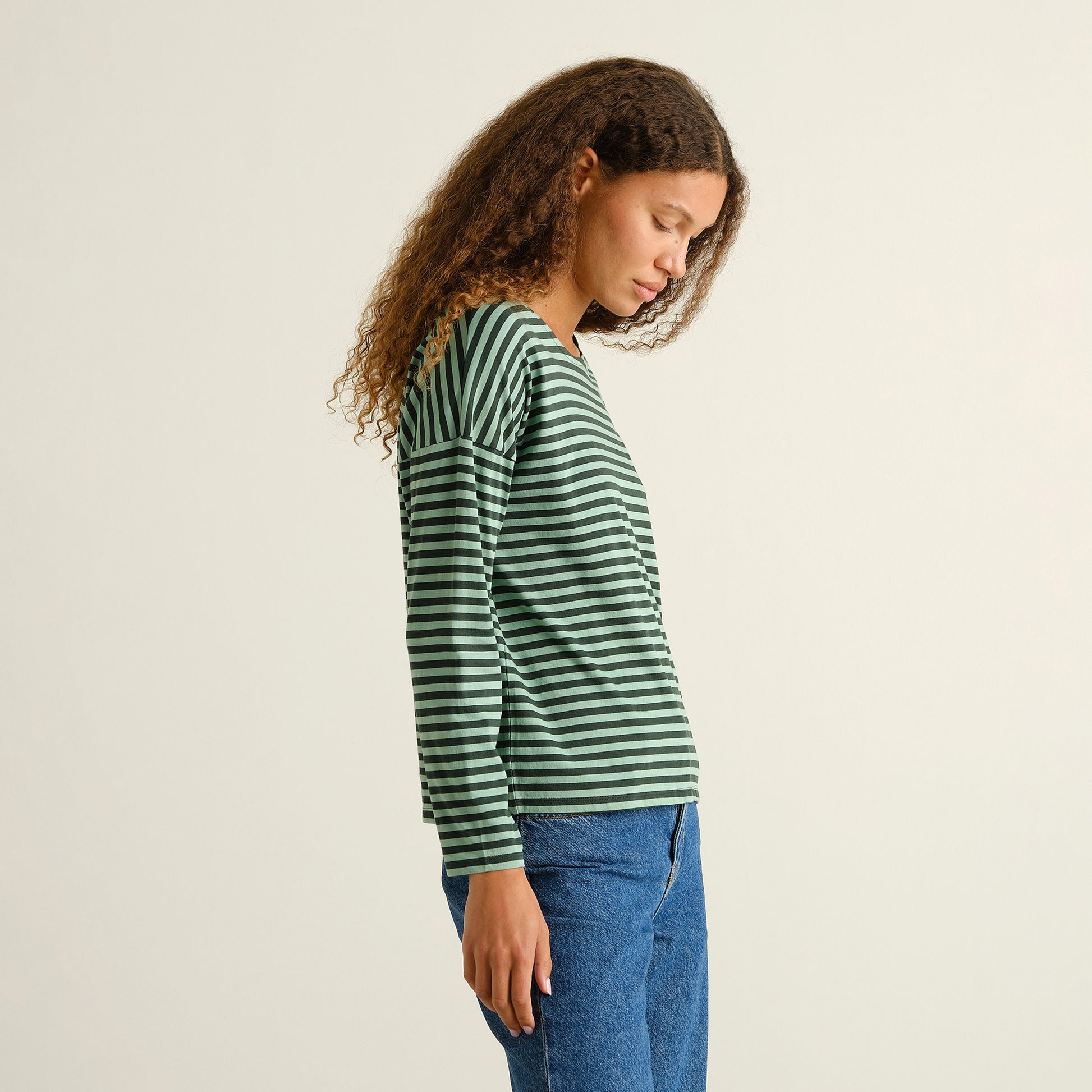 Top Humledal Stripes Dark Green/Granite Green | DEDICATED
