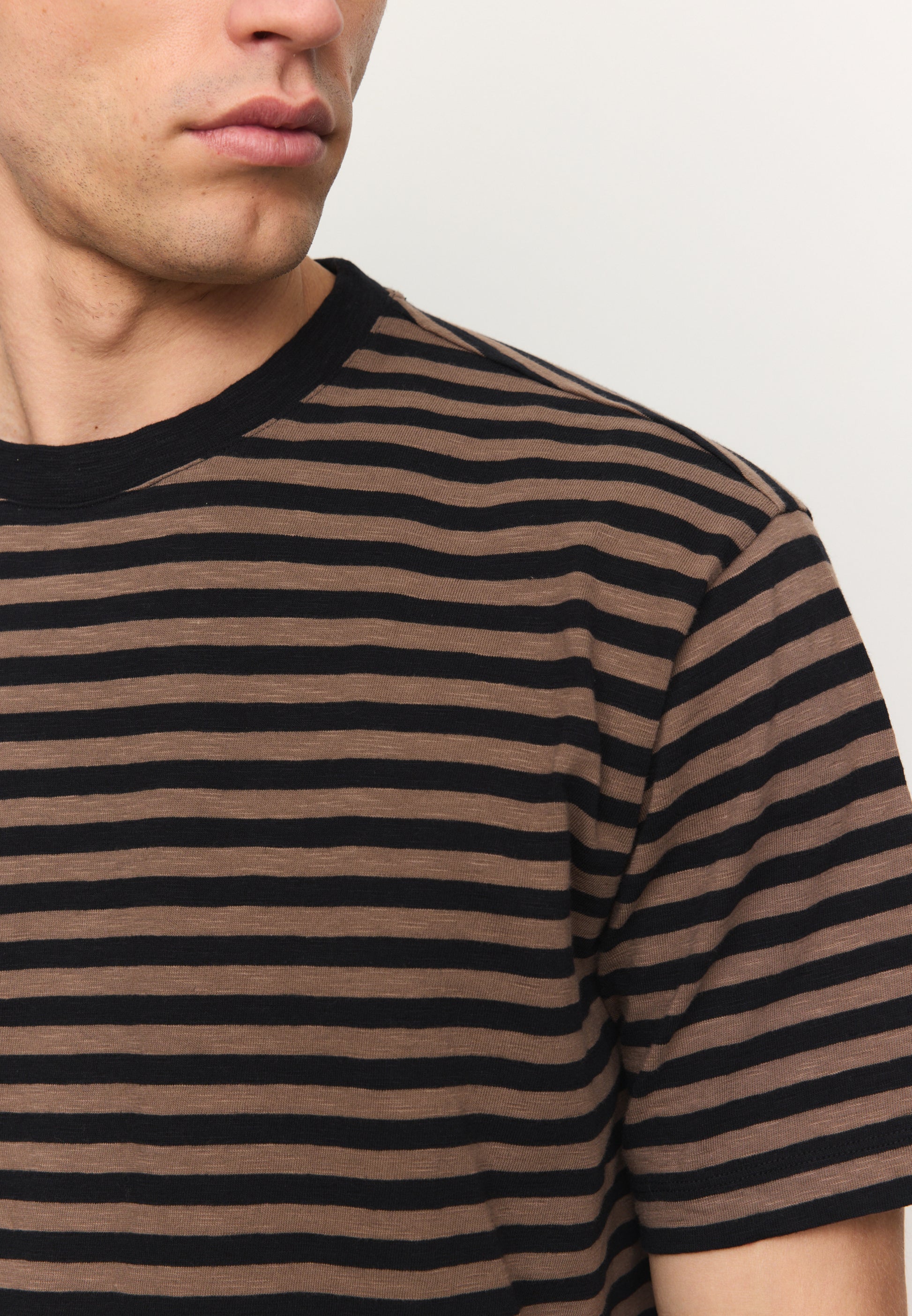 T-Shirt DELONIX STRIPES vintage brown | recolution