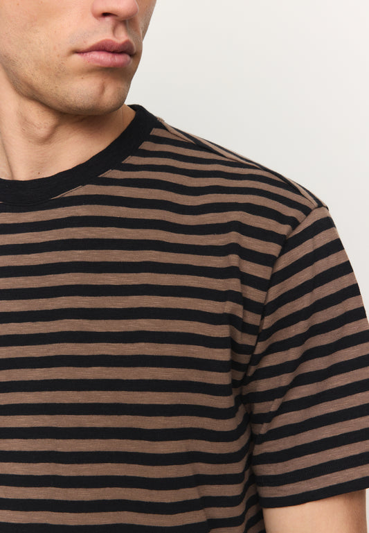T-Shirt DELONIX STRIPES vintage brown | recolution