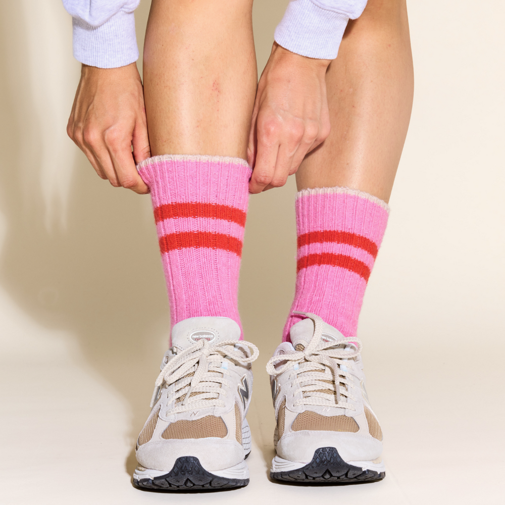 Stricksocken aus Wolle pink | popeia