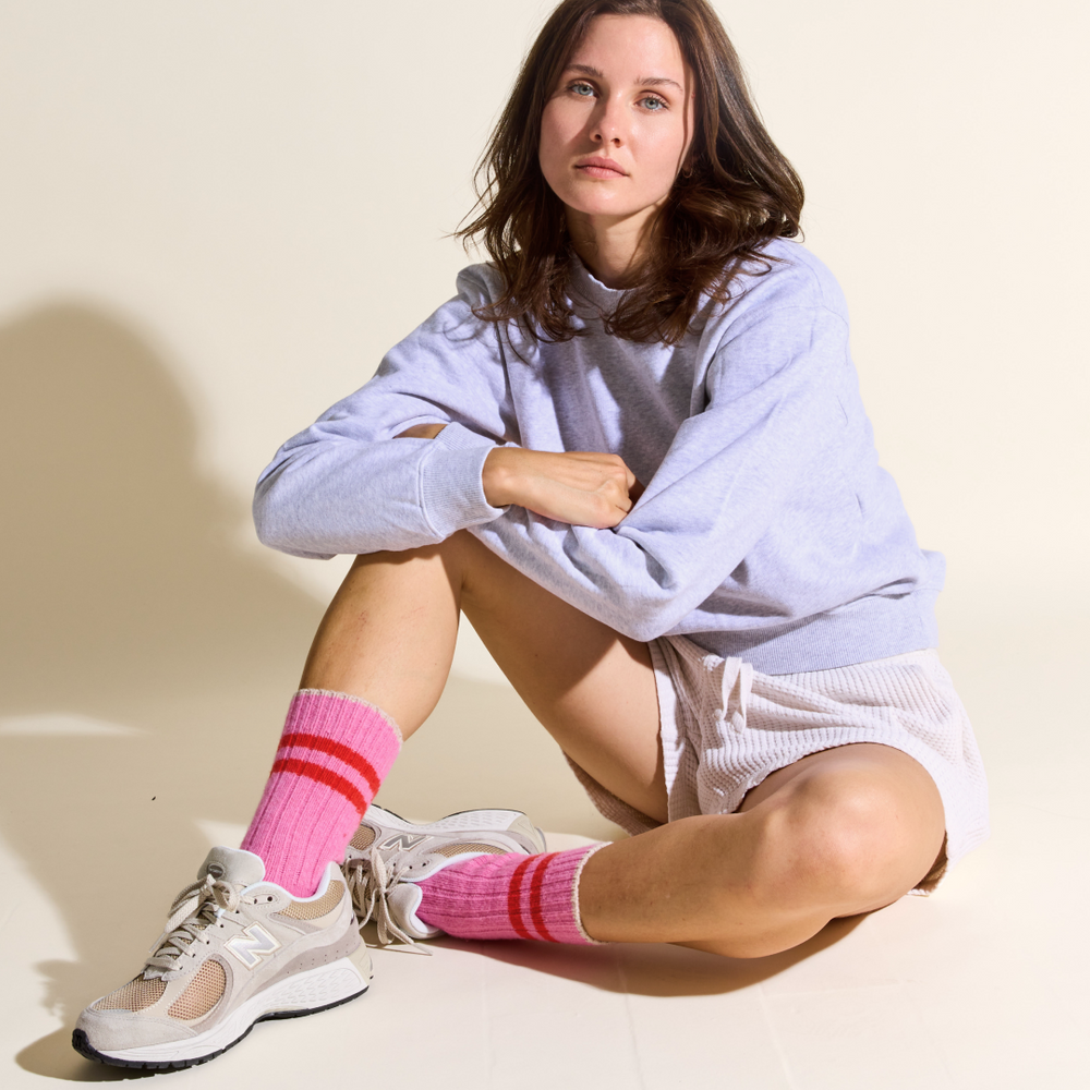 Stricksocken aus Wolle pink | popeia