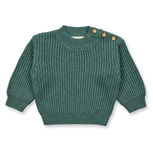 VARUNY Baby Knitted Sweater dark sage | Sense Organics