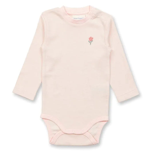 VARIN Baby Body L/S Light rose stripes + flower | Sense Organics