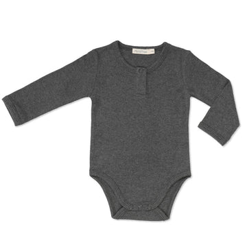 Rib henley body l/s drak grey melange | Phil&Phae