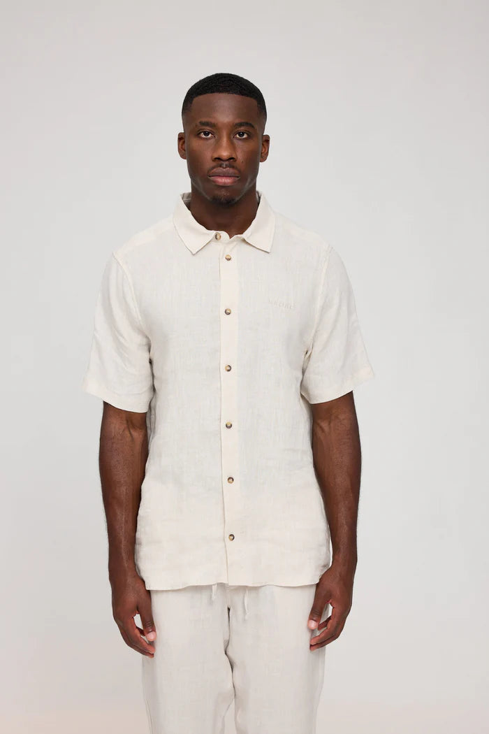 Hemd Shortsleeve Linen Shirt moon | MAZINE