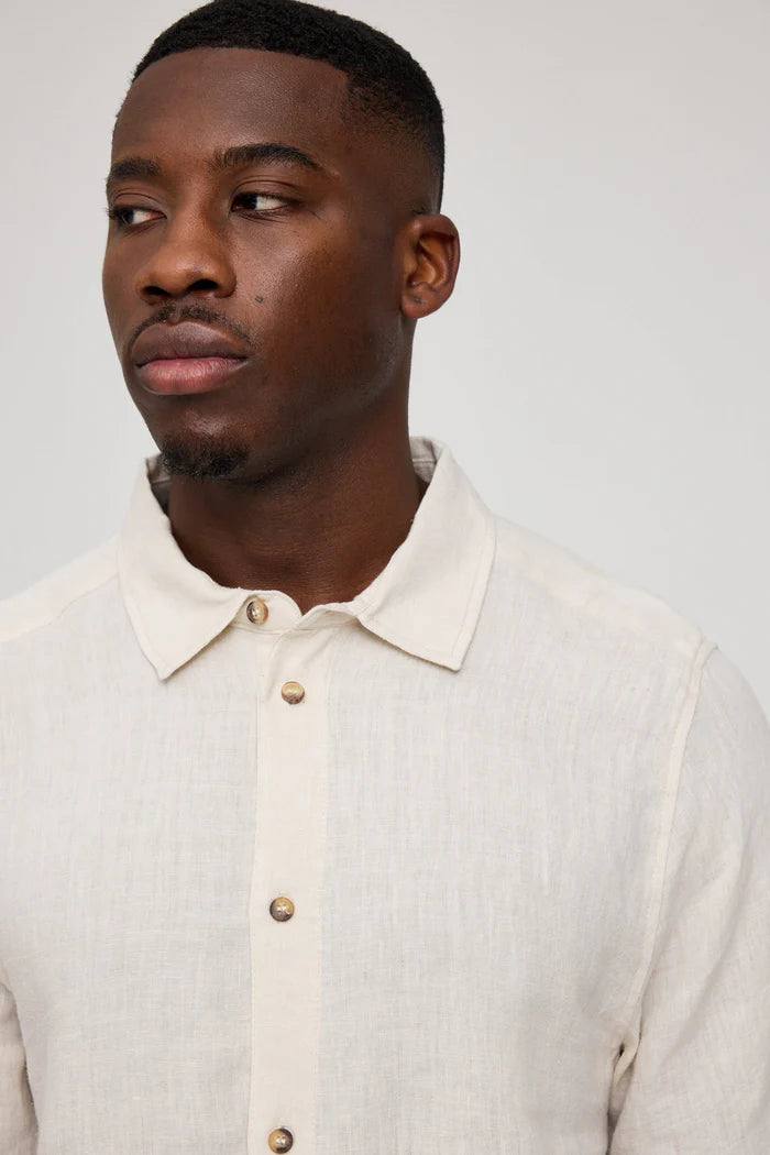 Hemd Shortsleeve Linen Shirt moon | MAZINE