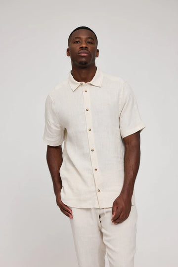 Hemd Shortsleeve Linen Shirt moon | MAZINE