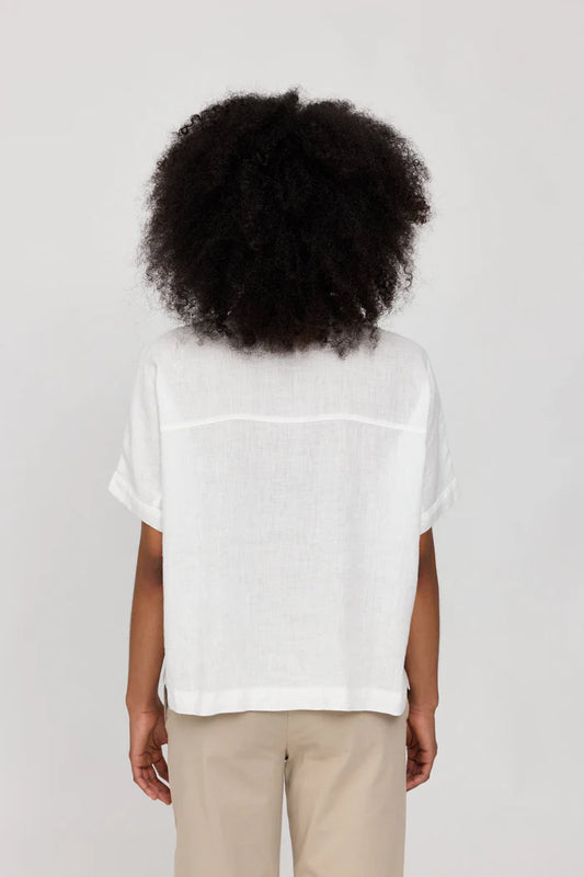 Short Sleeve Linen Shirt bright white | MAZINE