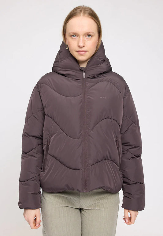 Waves Quilt Short Puffer Jacket eggplant  | MAZINE