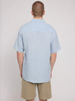 Hemd Shortsleeve Linen Shirt pastel blue | MAZINE